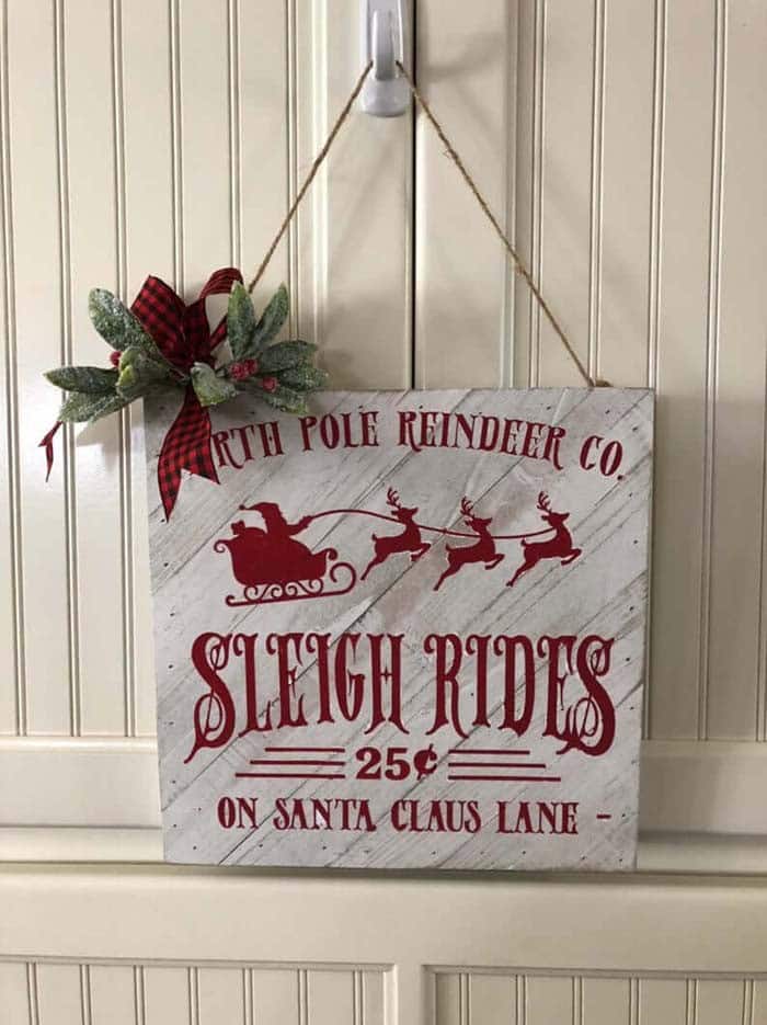 Antique Look Christmas Sleigh Ride Sign