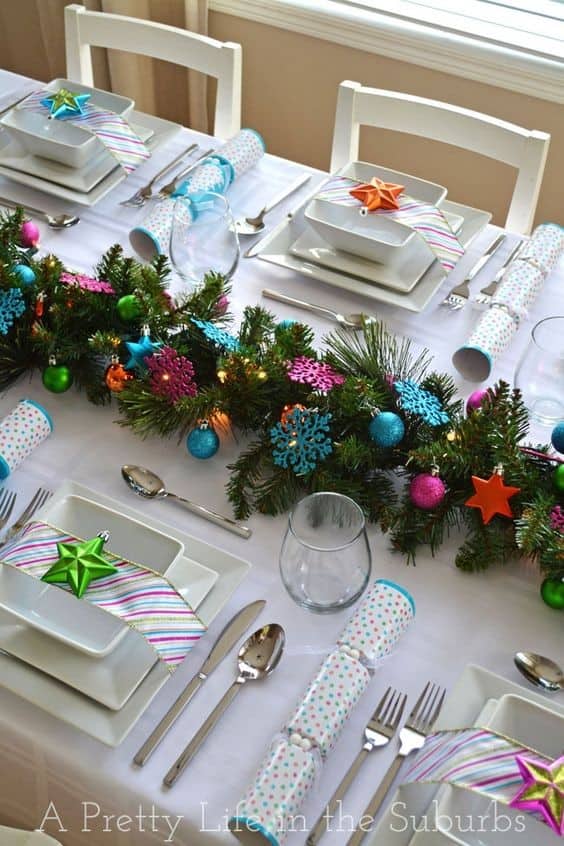 Upgrade Your Dining Table with a Fir Table Runner and Baubles