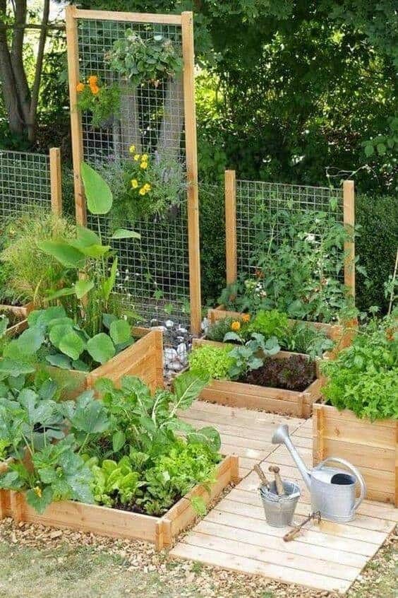 Raised Garden Bed Using Wooden Planks