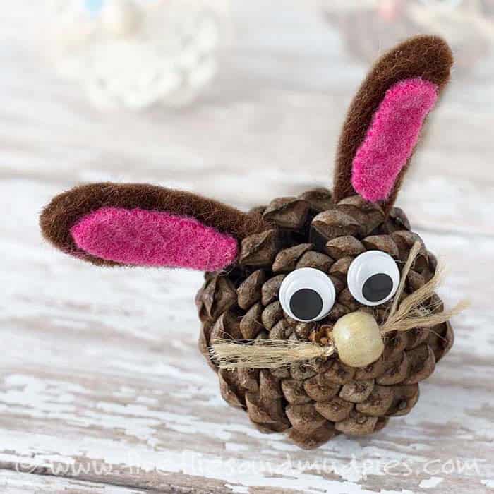 Craft a Cute Easter Bunny with Pinecones