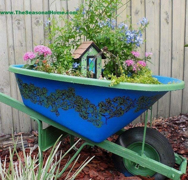 Colorful Wheelbarrow Fairy Home