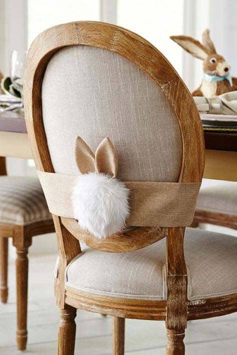 Add a Fluffy Bunny Tail to a Rustic Chair