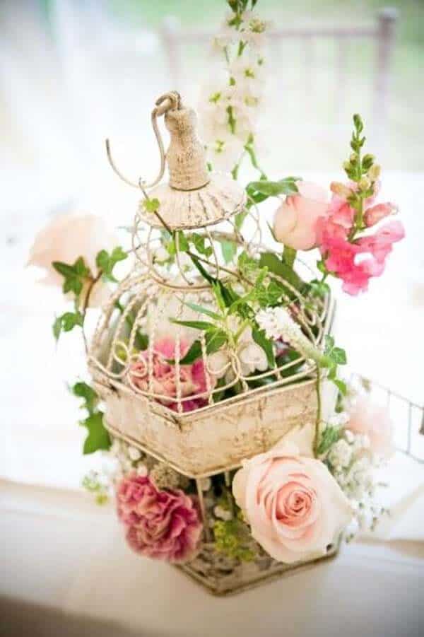 Caged Bouquet Summer Table Decor Idea