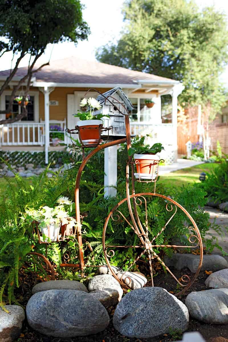 Vintage Rusty Metal Tricycle Planter