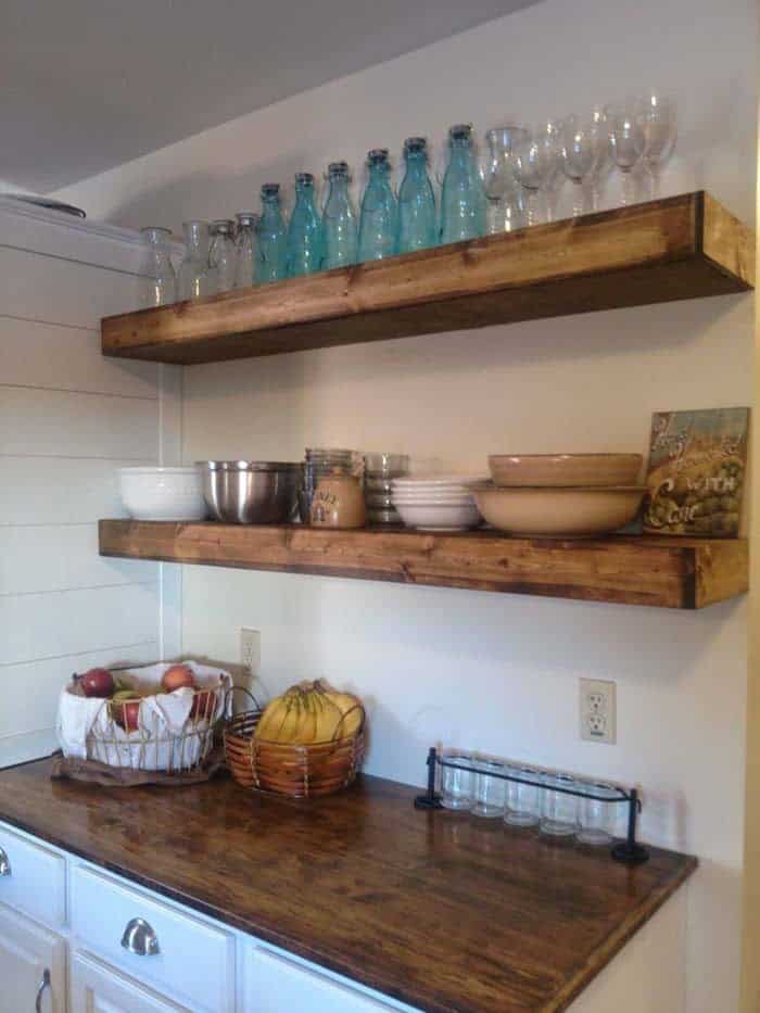 Floating Shelves Display Your Vintage Kitchen Finds