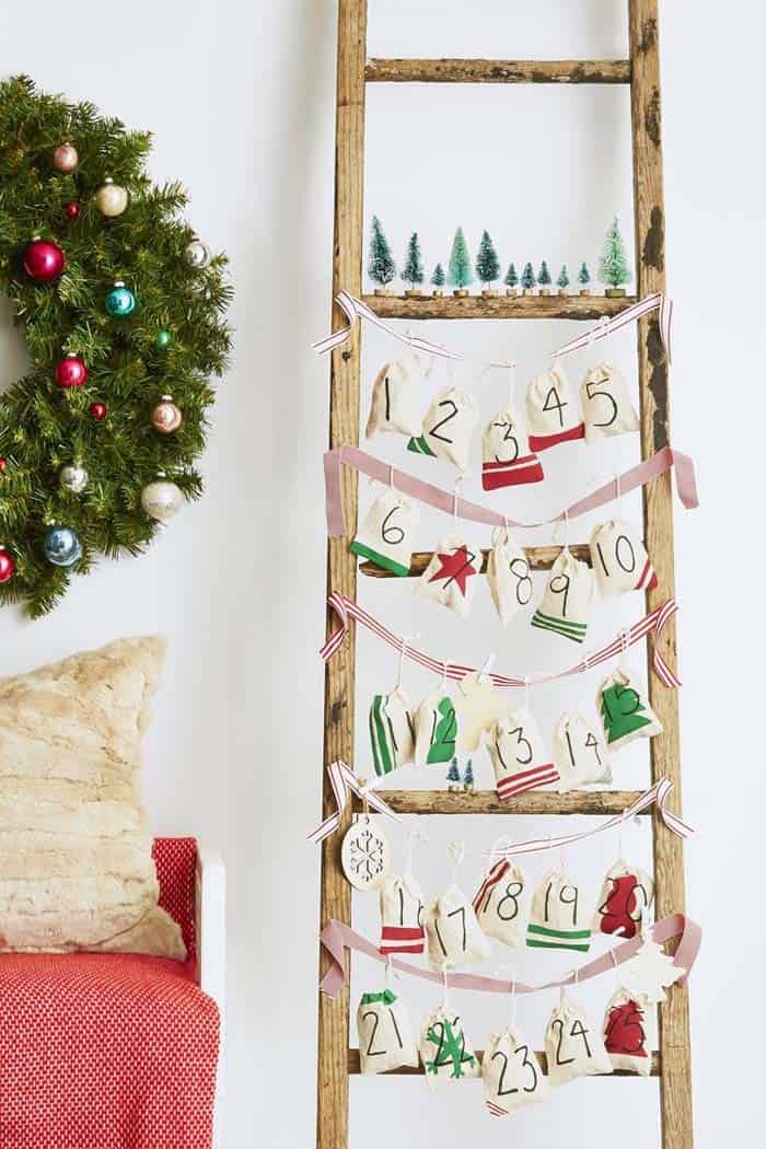 DIY Vintage Ladder Advent Calendar