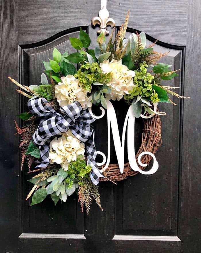 Decorate a Monogrammed Twig Wreath with Buffalo Check