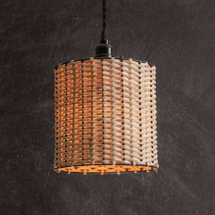 Drum Pendant Lamp From Cane Weaving