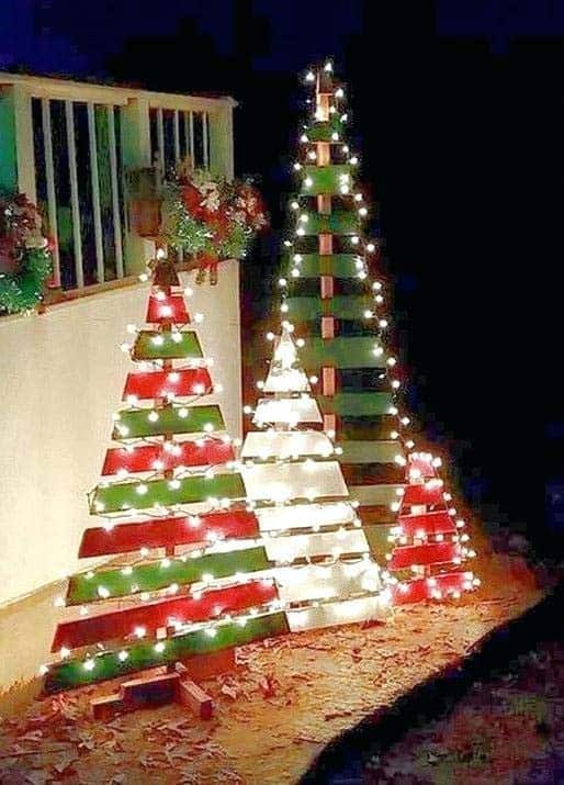 Illuminate Your Outdoors with Lighted Pallet Christmas Trees