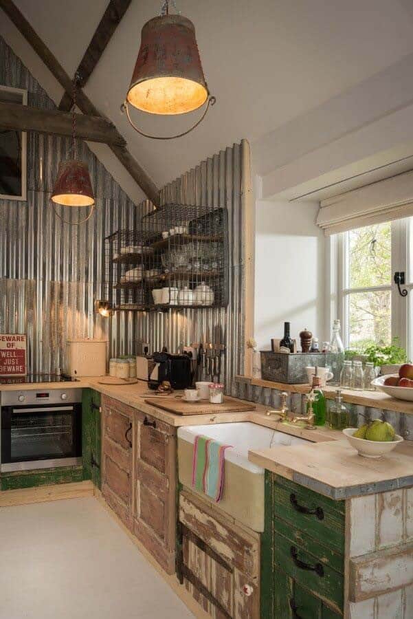 Rustic Kitchen with Upcycled Wood and Steel Plates