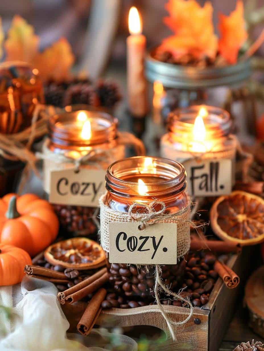 Cozy Fall Mason Jar Candles