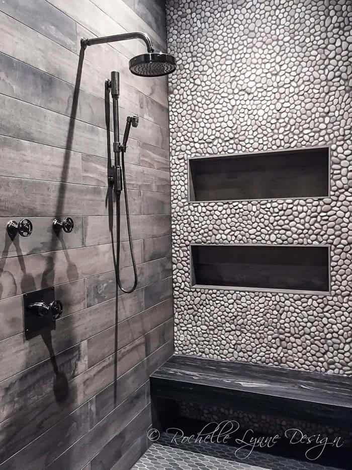 Rock Inlaid Shower Wall