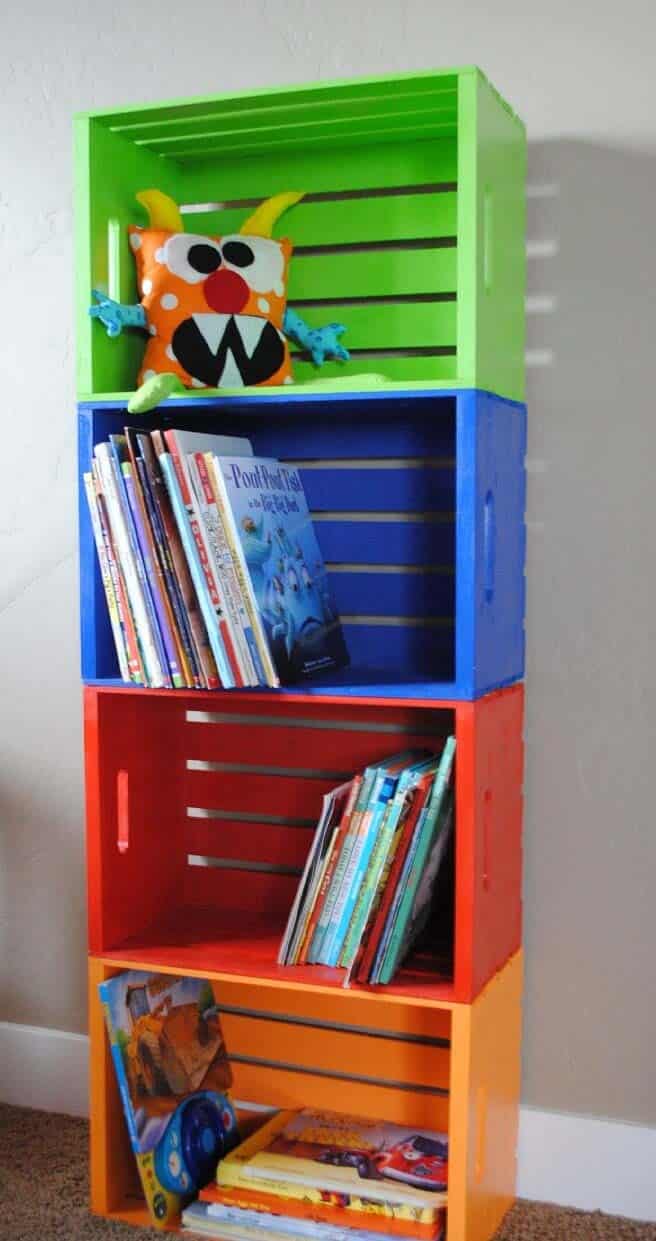 Quickly Create Kids Bookshelves With Bright Paints