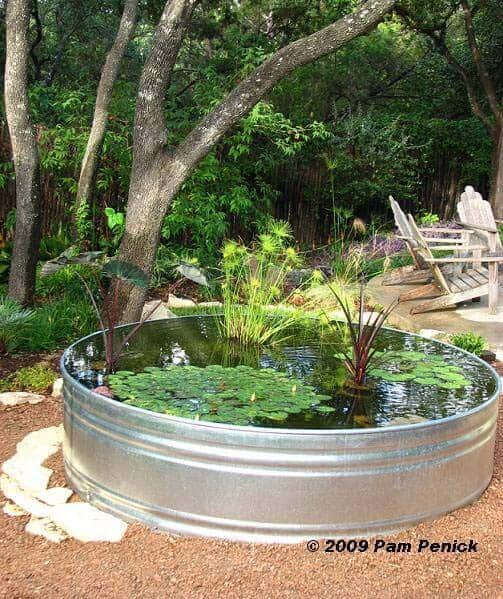 Galvanized Stock Tank Becomes a Pond