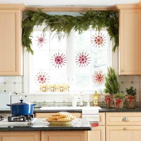 Hang Red Snowflakes on Your Kitchen Sink Garland