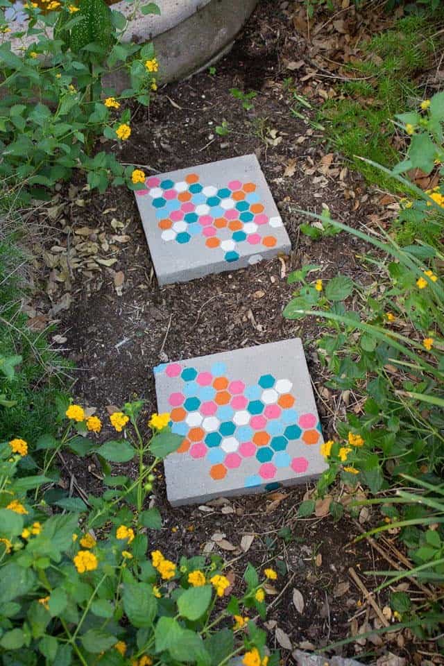 Stenciled Stepping Stones