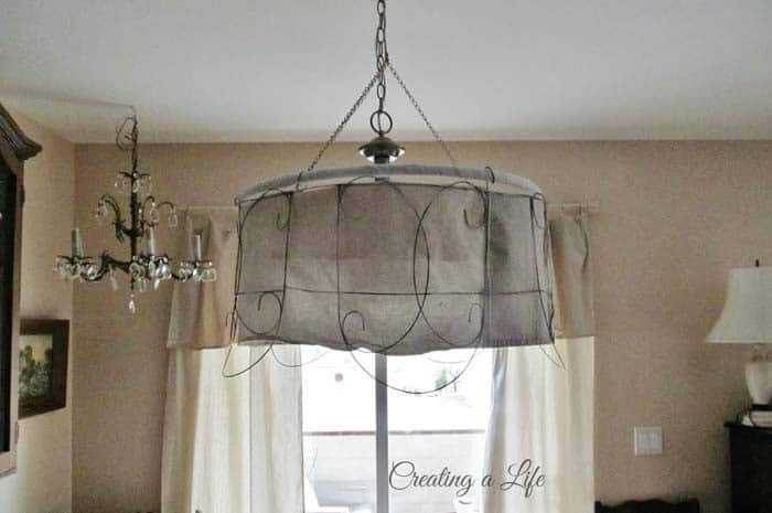 Drum Style Lamp With Wire and Burlap