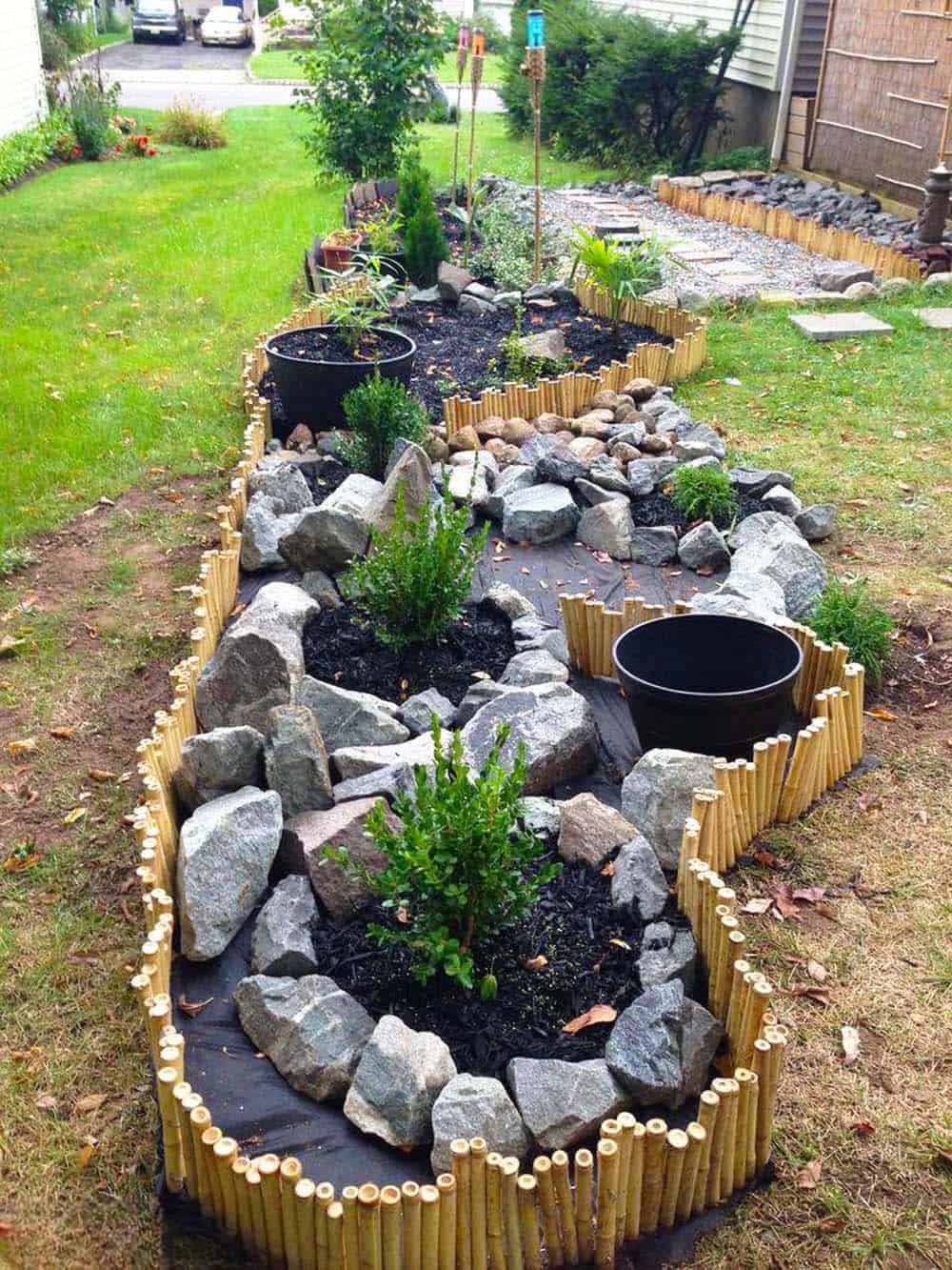 Bamboo Edged Rockery