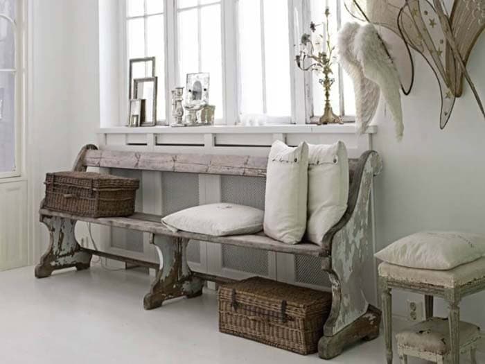 Repurposed Antique Church Pew Bench