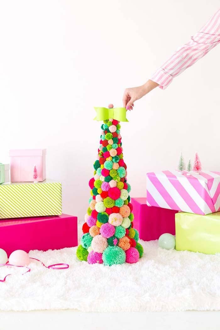 Combine Vibrant Pom Poms In A Stylish Tree