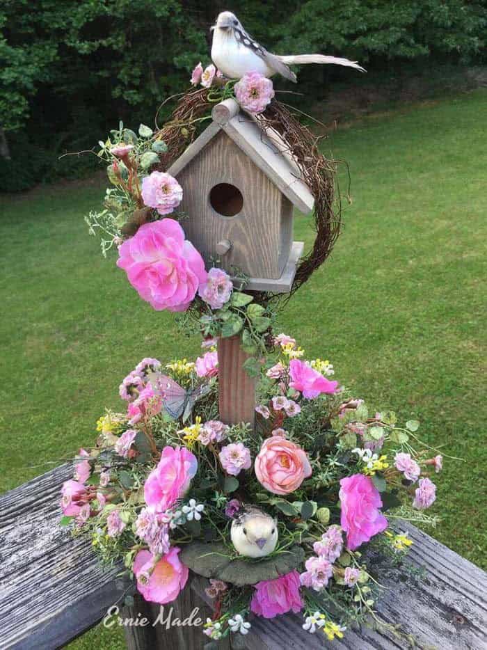 Vibrant Floral Birdhouse Display