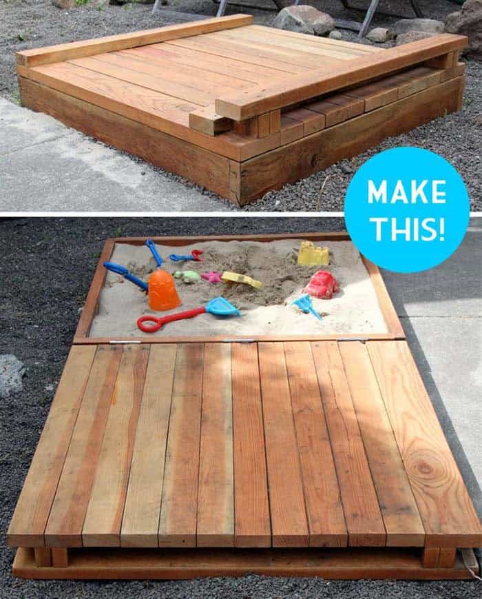 Hinged DIY Sandbox With Cover