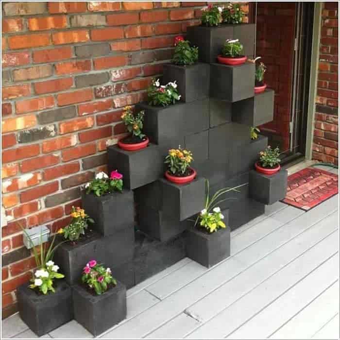 Industrial Look With Black Cinder Blocks