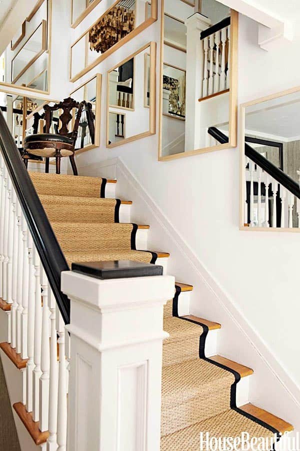 Make an Impact with Mirrors along Your Stairway Wall