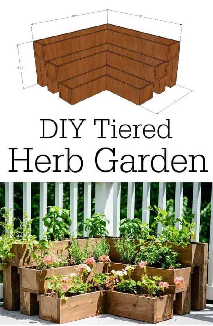 Make Corner Herb Garden with Attractive Wooden Boxes