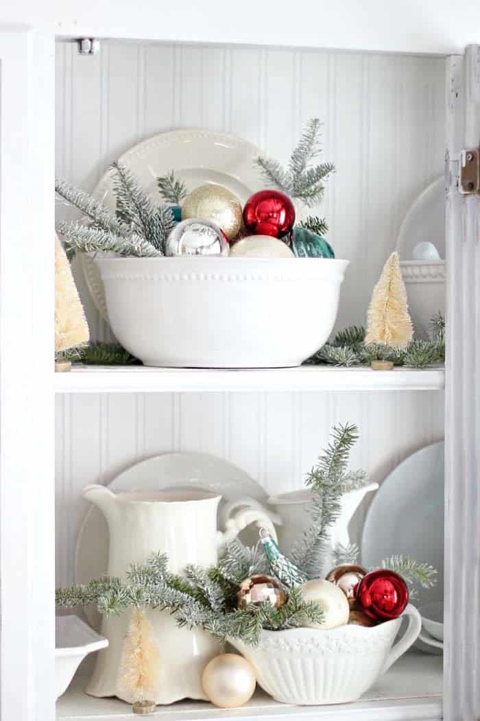 Transform Your Kitchen Hutch into a Festive Holiday Display