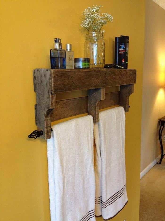 Pallet Wood Shelf and Towel Hanger