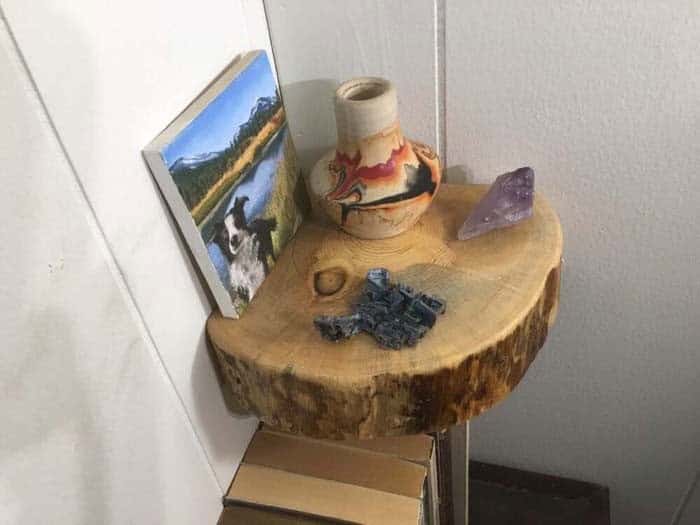 Wood Slice Rustic Corner Shelf