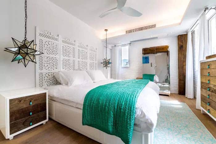 Add a Fretwork Headboard with Teal Accents