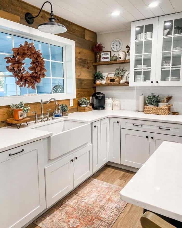 Weathered Wood Accent Wall In The Kitchen