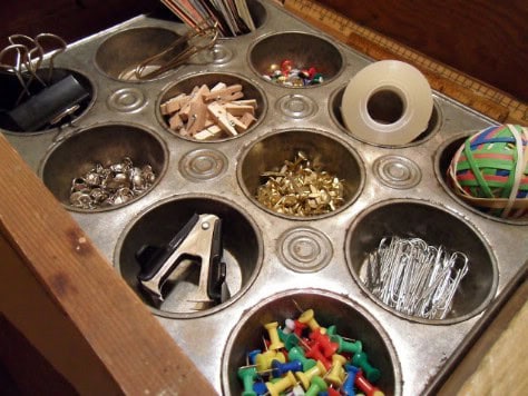 Organize Your Home Desk with Cupcake Trays