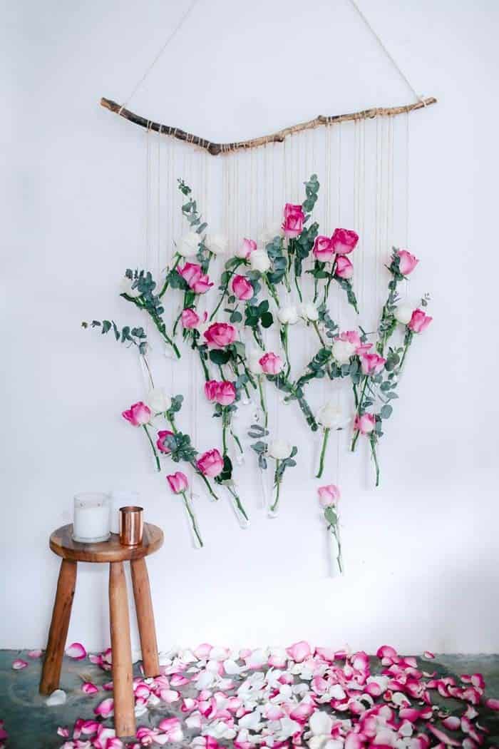 Roses and String DIY Wall Hanging