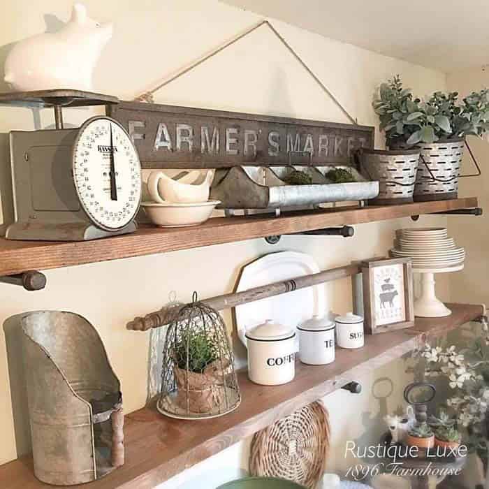 Industrial Farmhouse Shelf Unit With Vintage Accents