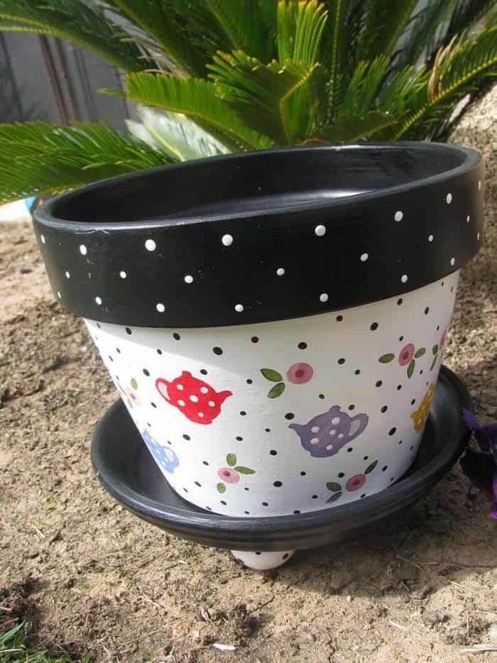 Charming Painted Teapot Planter