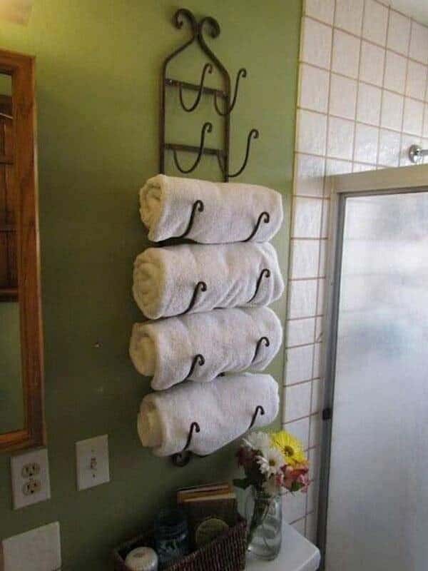 Repurposed Wine Rack Towel Hanger