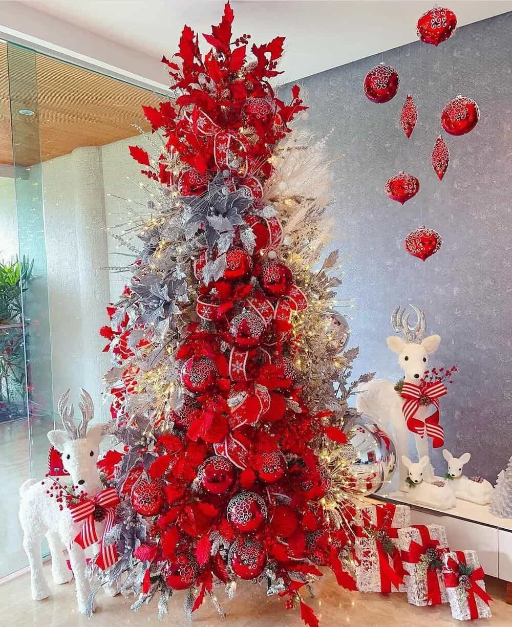 Embellish Your Tree with Red and Gray