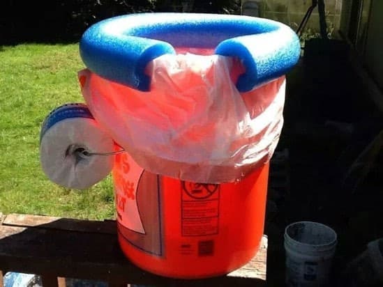 Bucket And Pool Noodle Outdoor Toilet