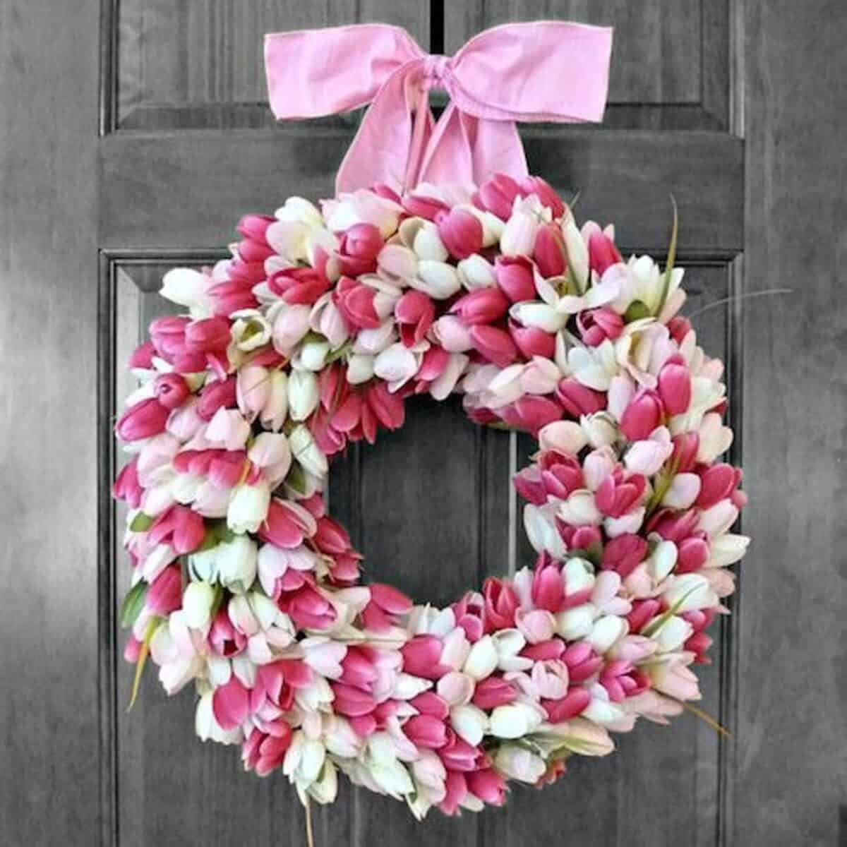 White And Pink Tulips Wreath