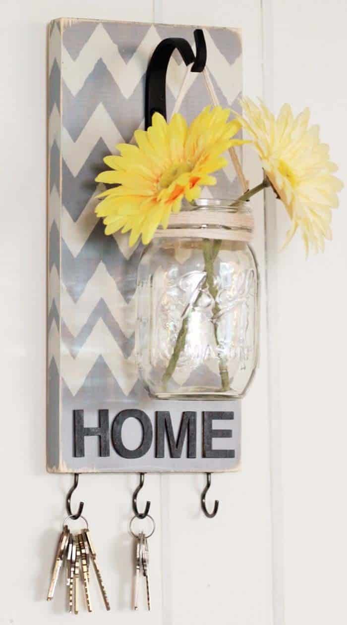 Add A Cute Jar Vase To Key Hooks