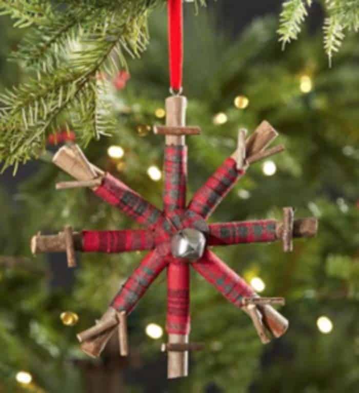 Enhance a Twig Snowflake with Buffalo Plaid