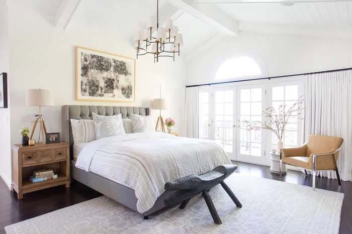 Gray Headboard and Rug Absorb Sunlight