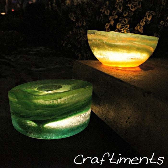 Ice Sculpture Colored Candle Holders